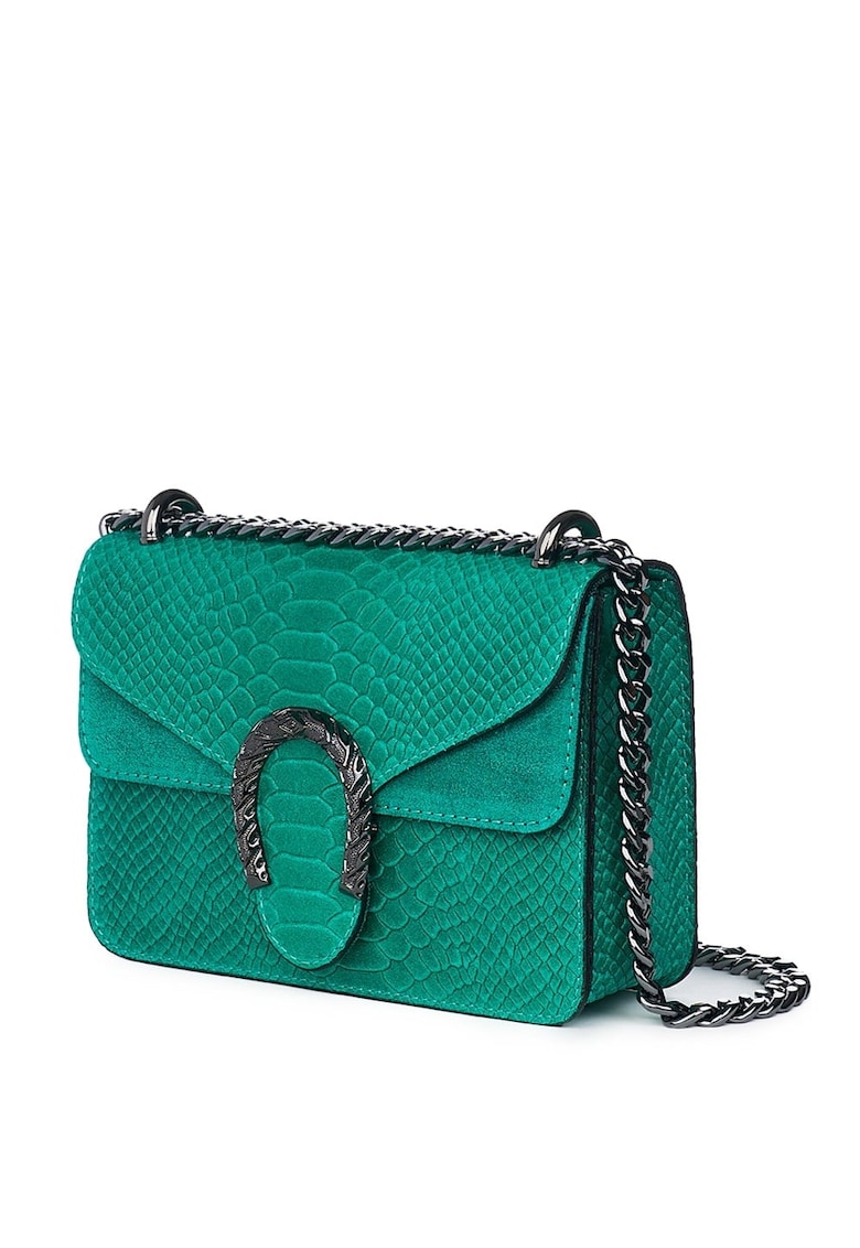 Poseta dama din piele naturala Diane verde smarald - 15x20cm