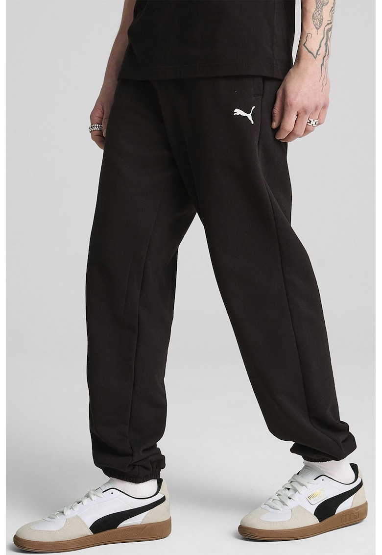 Pantaloni de trening din bumbac cu croiala relaxed-fit - Negru