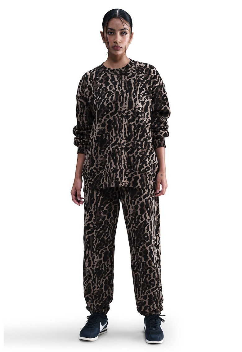 Pantaloni de trening cu animal print - Negru/Maro nisip