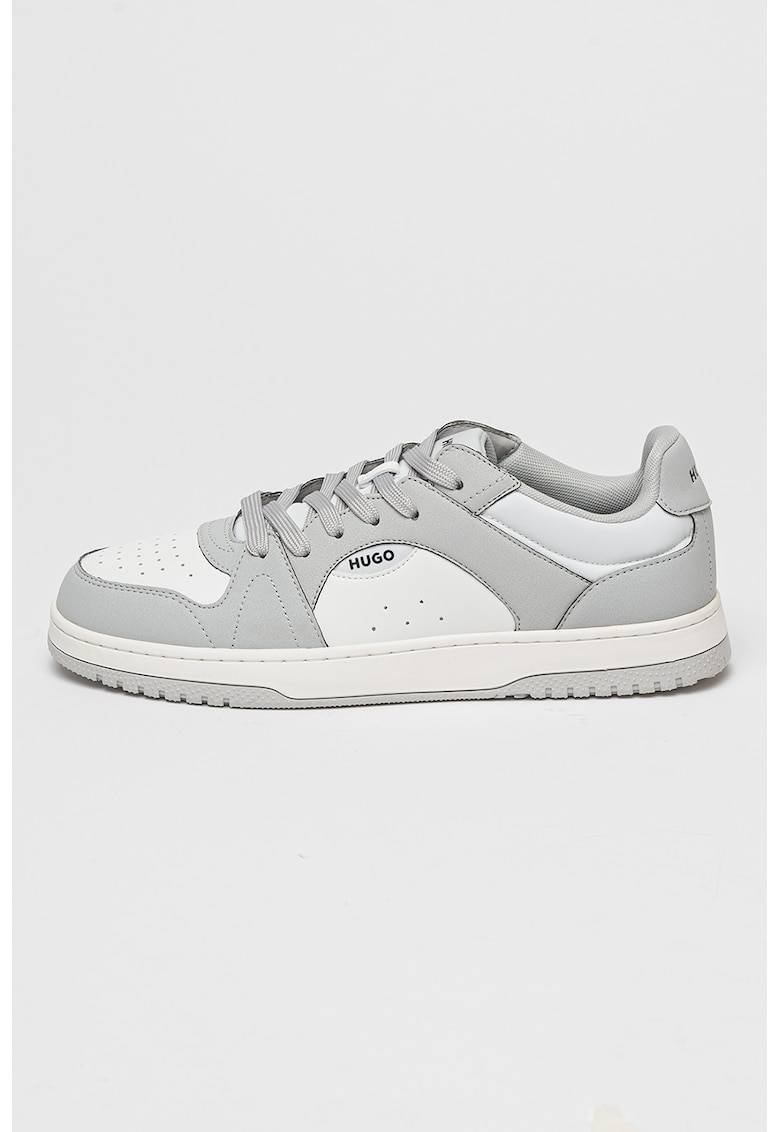 Pantofi sport de piele ecologica cu logo Hadrian - Alb/Gri deschis