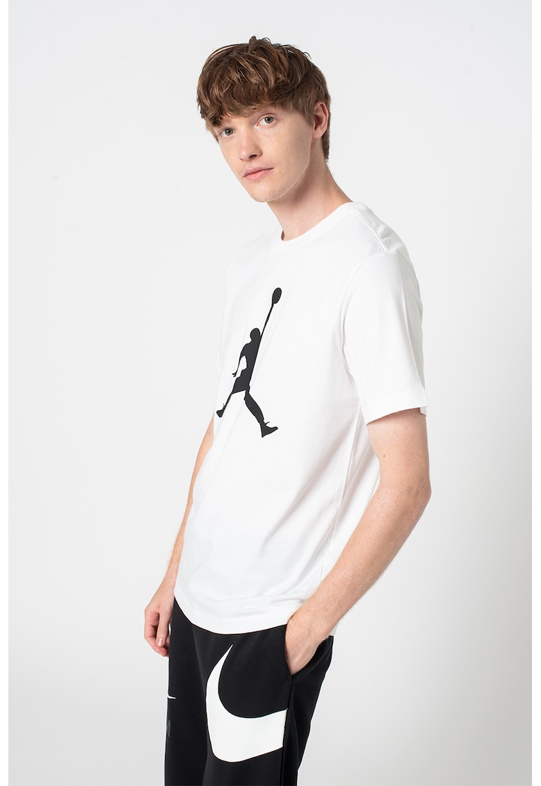Tricou de bumbac cu imprimeu logo Jordan Jumpman - Negru/Alb optic