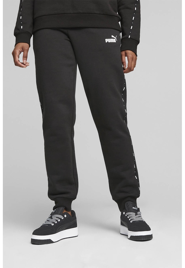 Pantaloni de trening cu benzi laterale cu logo Essentials - Negru stins