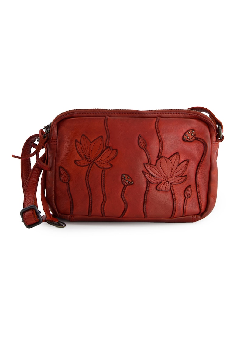 Geanta crossbosy din piele cu motive florale