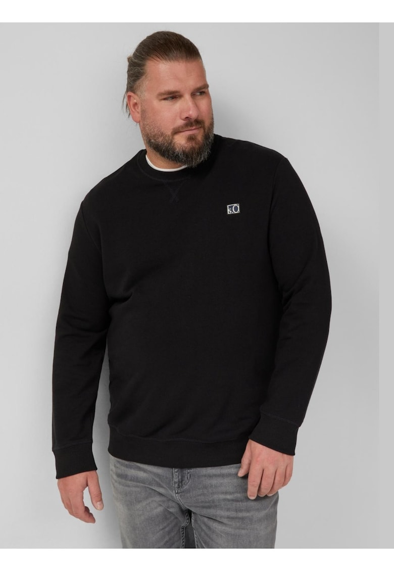 Big Sizes Bluza barbati big sizes - cu decolteu la baza gatului - logo - Negru