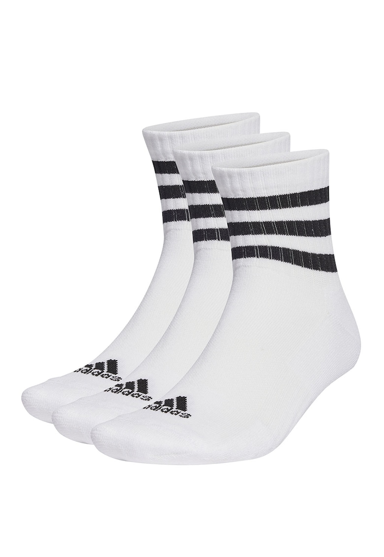 Set de sosete scurte unisex in dungi - 3 perechi - Alb