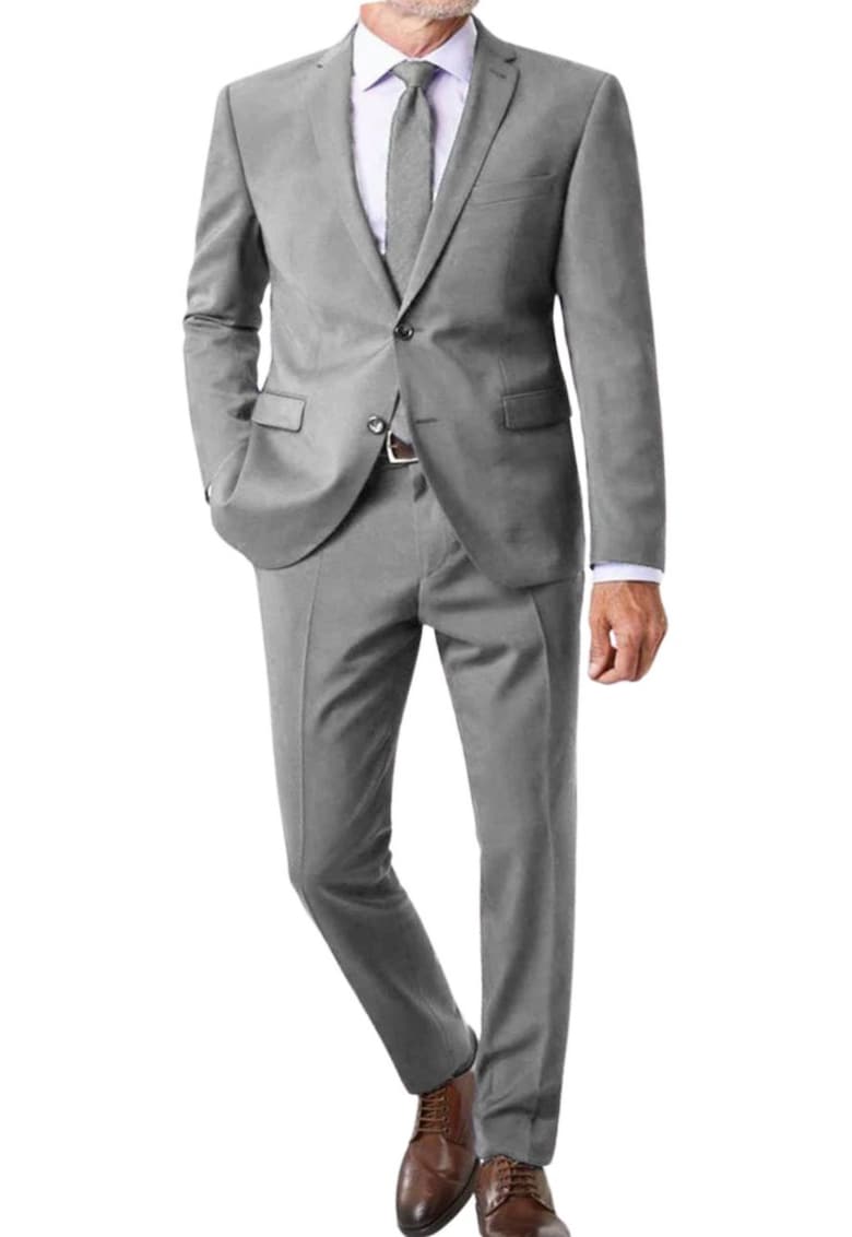 Costum barbati  Milano - gri - poliester - design clasic - set jacheta si pantaloni -