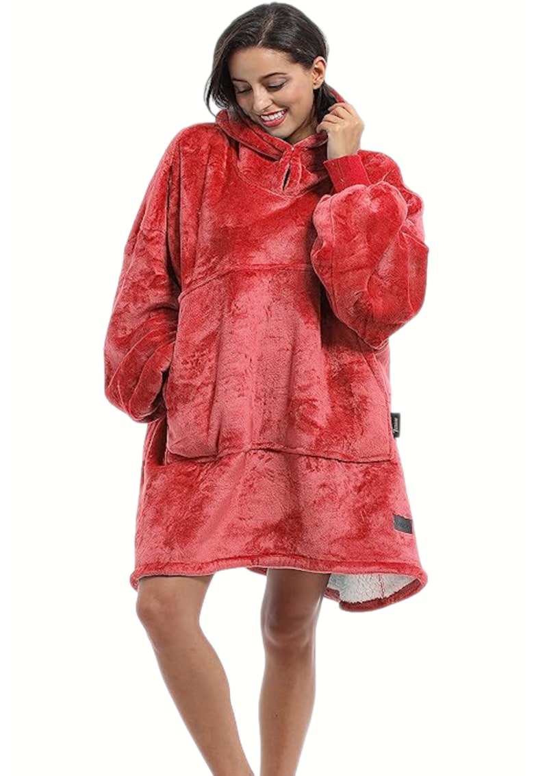 Hanorac dama -  Bumbac - Rosu - One-Size