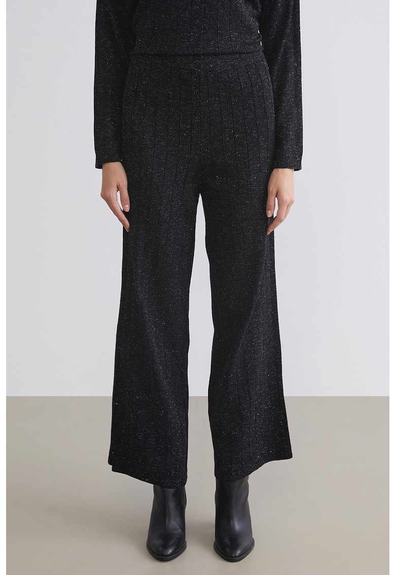Pantaloni evazati din lurex - Negru