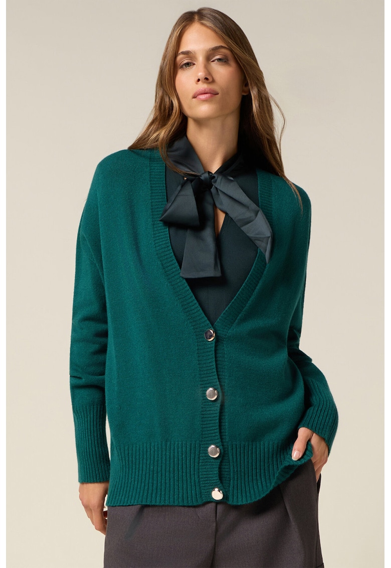Cardigan lejer cu nasturi - Verde englez