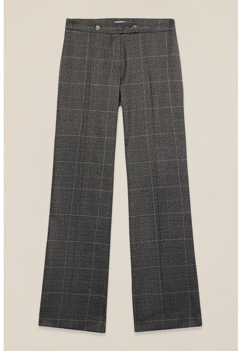 Pantaloni cu croiala ampla si model in carouri - Gri inchis