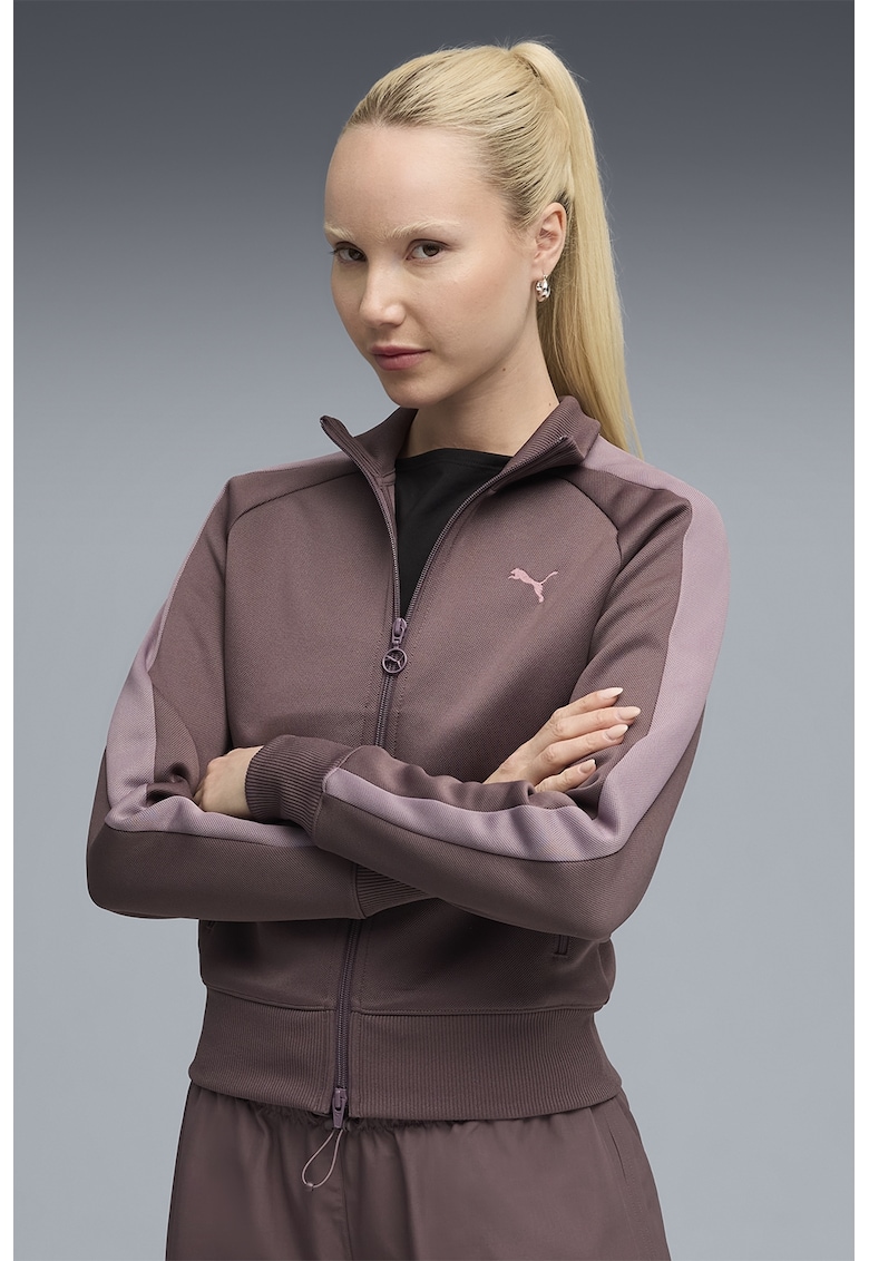 Bluza de trening cu fermoar T7 Always On - Roz somon/Roz inchis