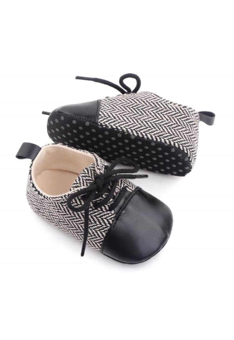 Pantofi eleganti  Model AL 20224 ZigZag - Textil - Pentru bebelusi - Baieti - 9-12 - Negru cu alb - - Multicolor