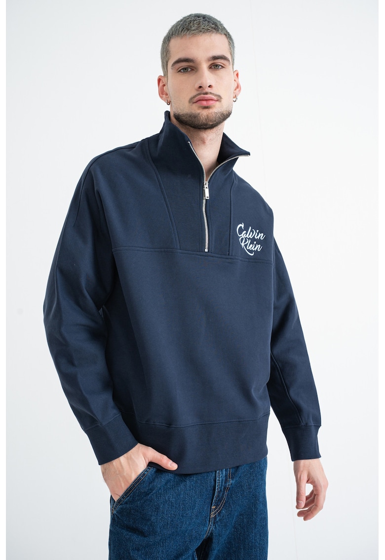 Bluza de trening cu fenta cu fermoar - Bleumarin