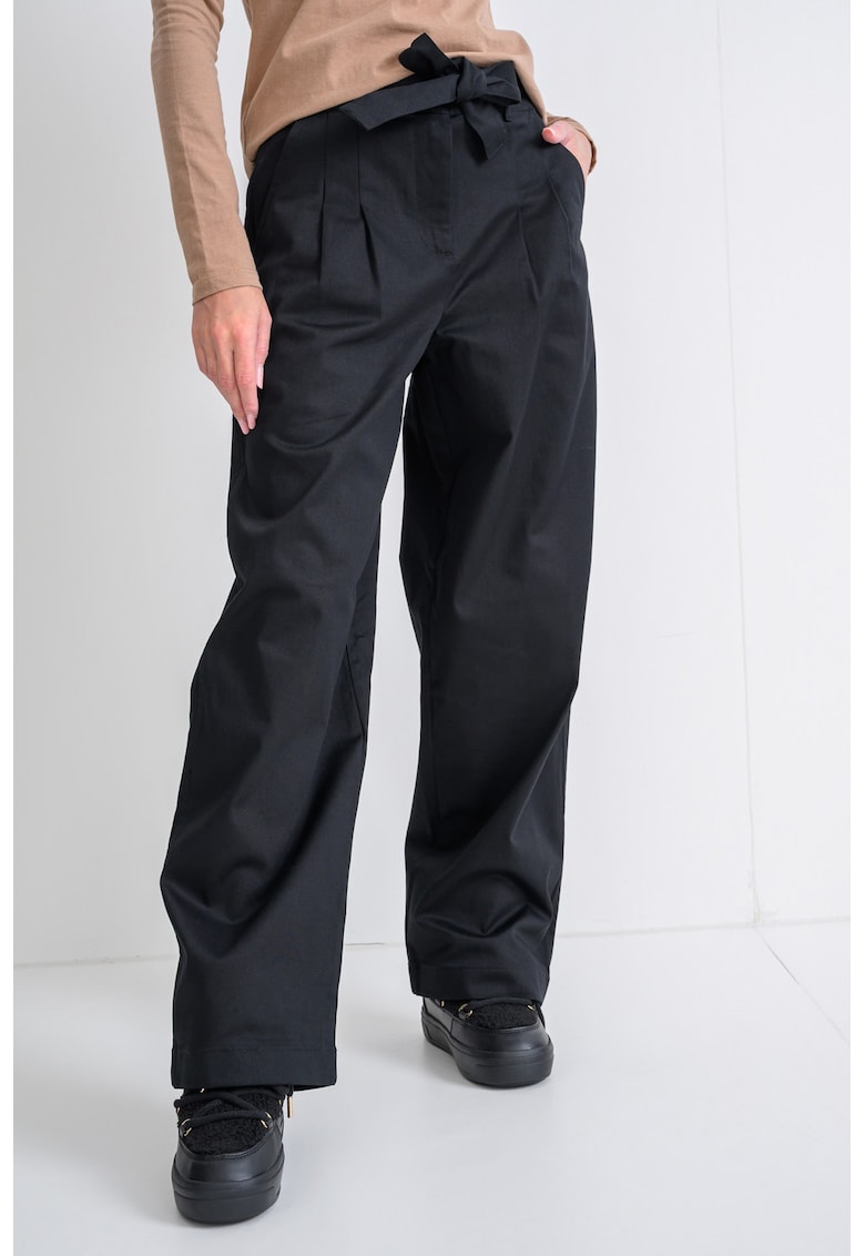 Pantaloni lejeri cu snur de ajustare asortat - Negru