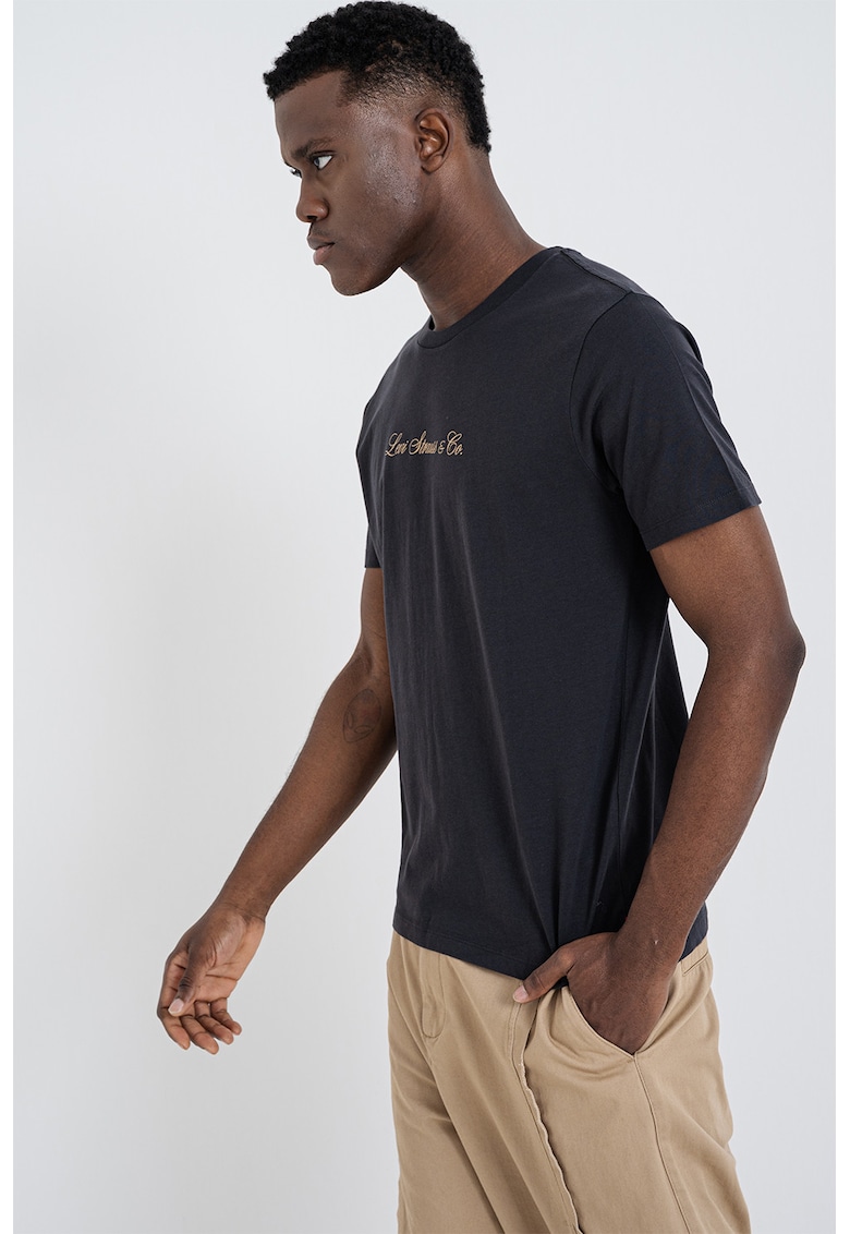 Tricou cu decolteu la baza gatului Classic - Bej/Negru stins