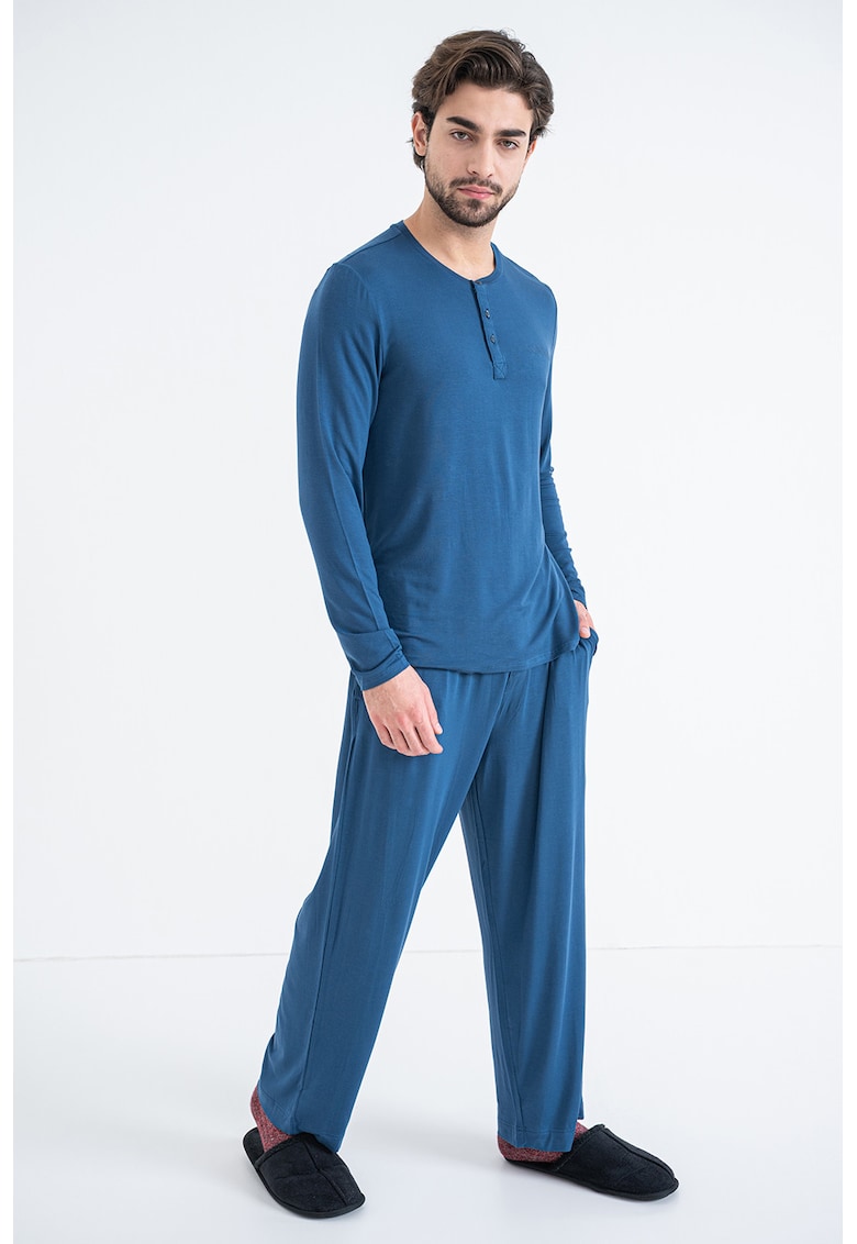 Pijama uni din amestec de modal - Albastru inchis
