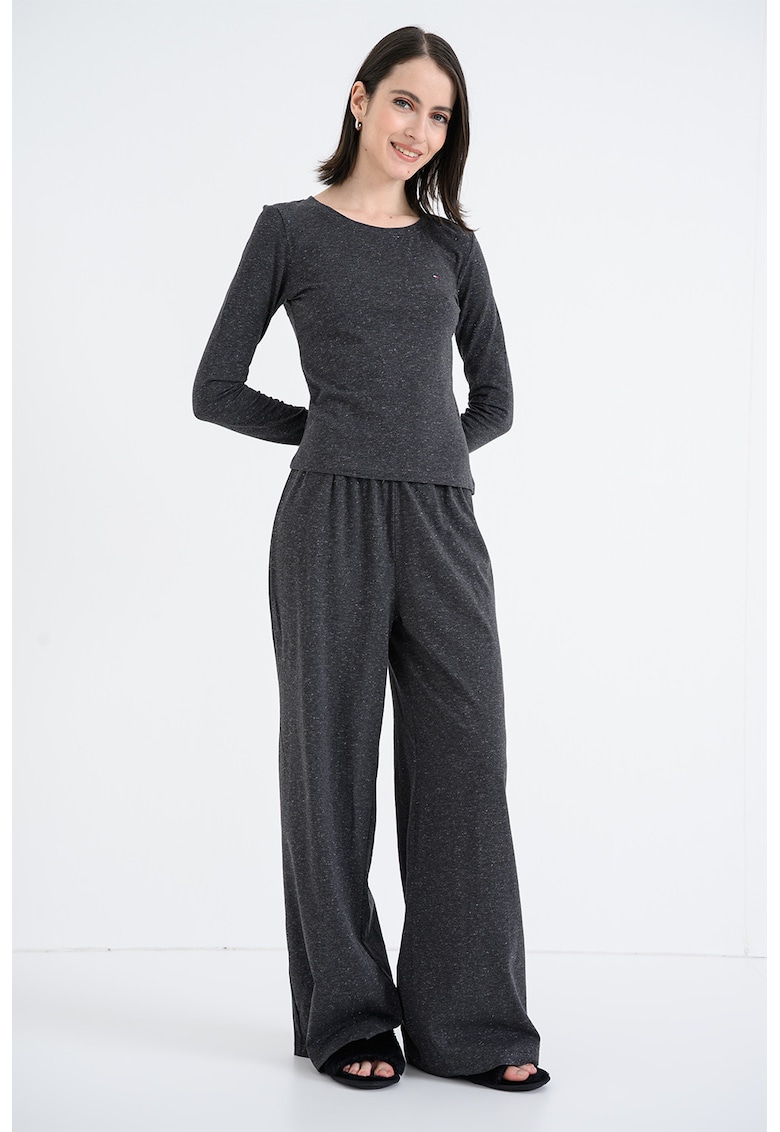 Pijama din amestec de bumbac cu logo - Gri antracit/Argintiu