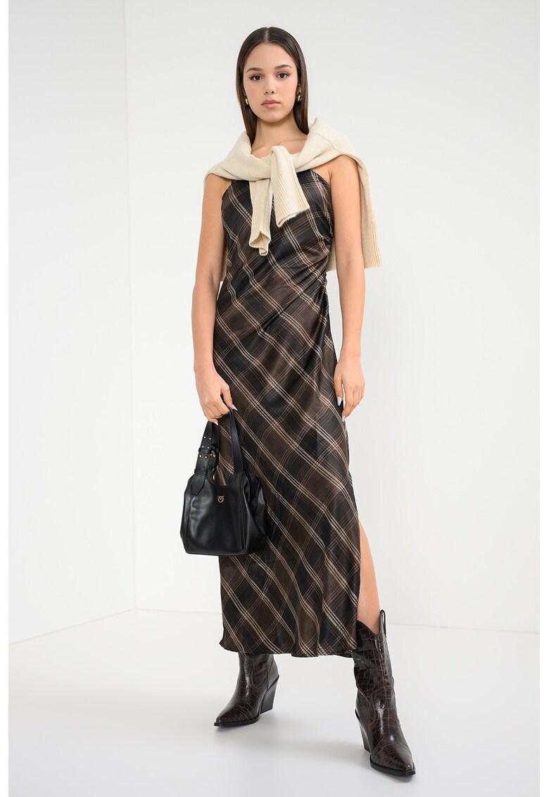 Rochie lejera fara maneci - Maro inchis/Negru