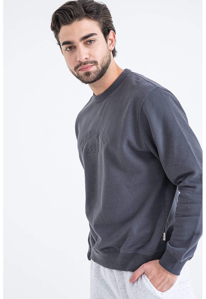 Bluza de trening din amestec de bumbac organic cu captuseala calduroasa - Gri inchis