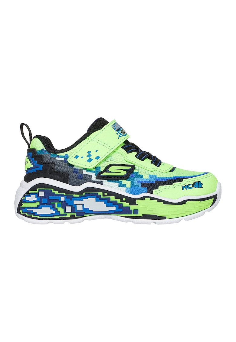 Pantofi sport Mega Scene cu velcro - Gri/Verde lime/Albastru