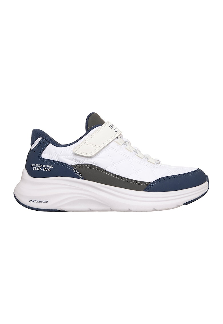 Pantofi sport Contour Foam slip-ins cu inchidere velcro - Alb optic/Gri inchis/Bleumarin