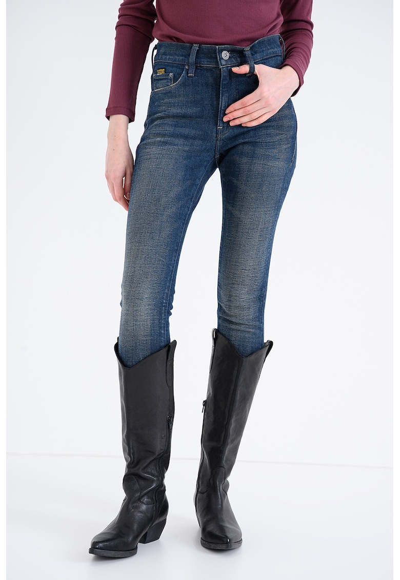 Blugi skinny cu design 5 buzunare 3301 - Albastru melange