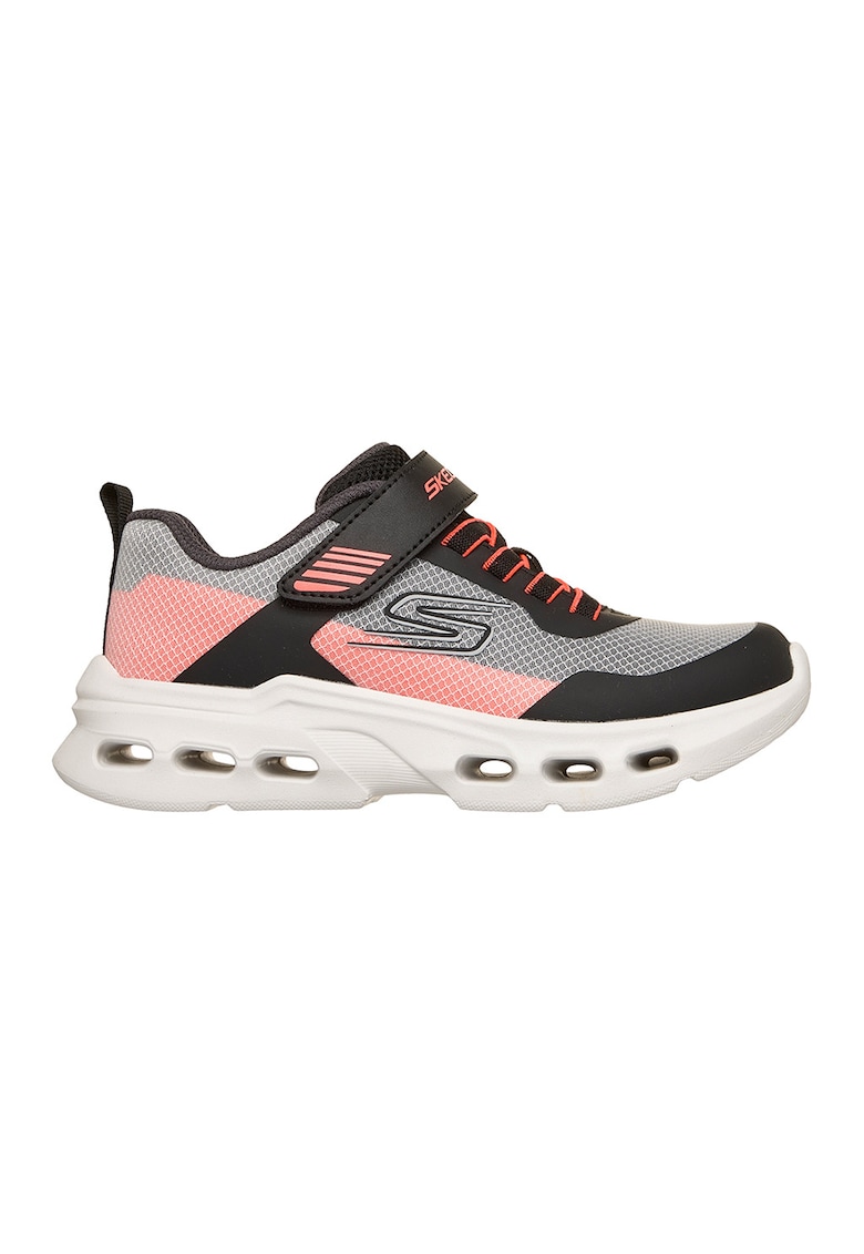 Pantofi sport Glide-Step Drift cu velcro - Negru/Gri/Roz somon