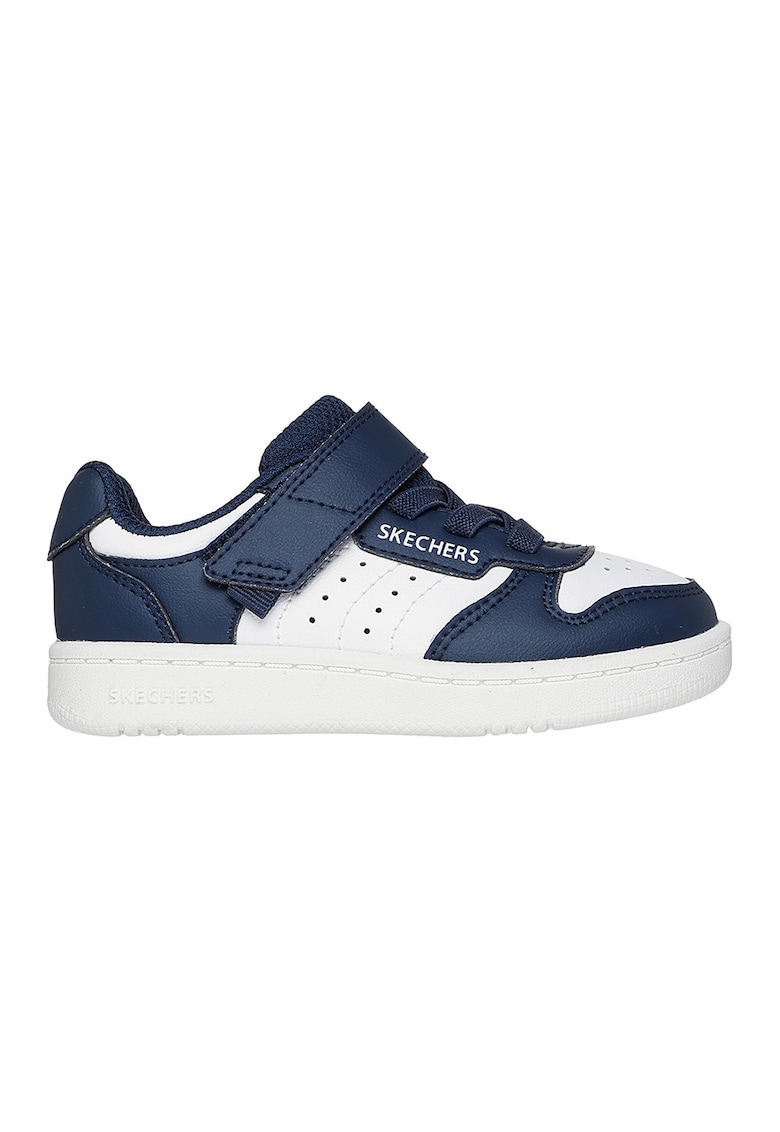 Pantofi sport Quick Street de piele ecologica cu garnituri perforate - Alb/Bleumarin