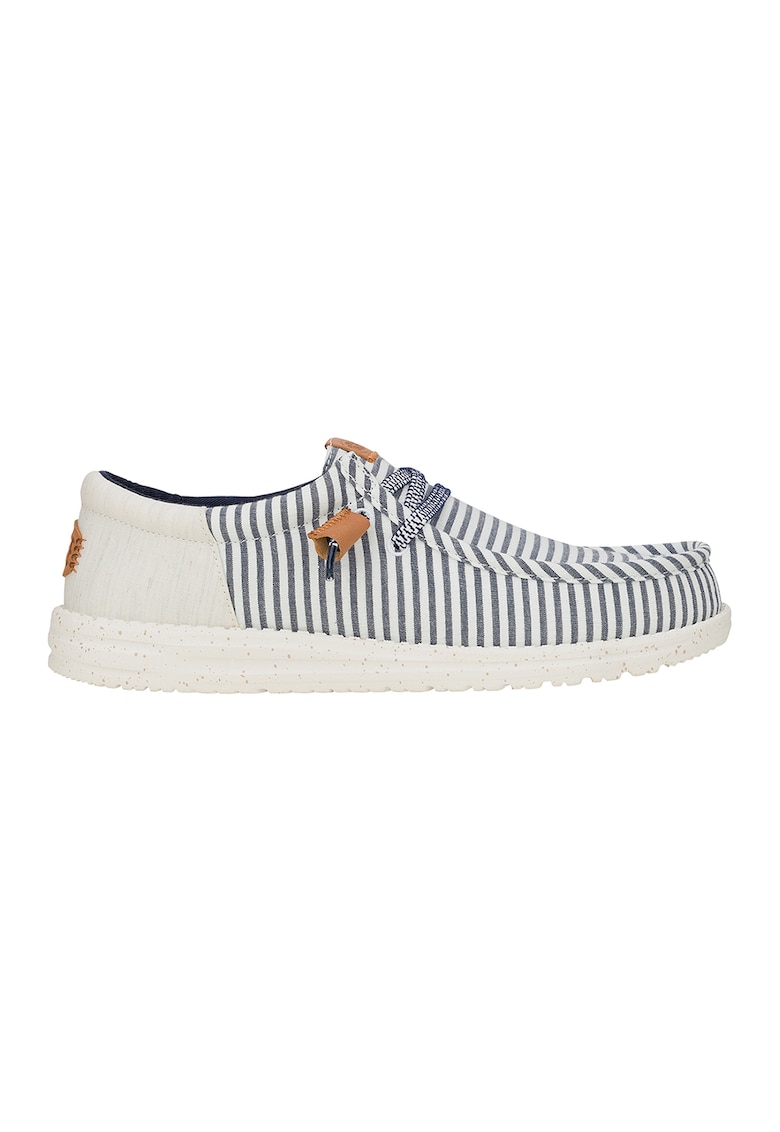Mocasini cu model in dungi - Alb/Bleumarin