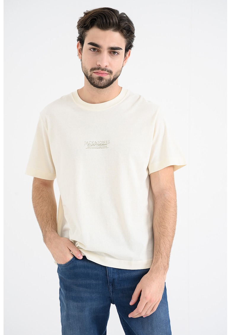 Tricou din bumbac cu imprimeu etnic - Verde/Portocaliu stins/Crem