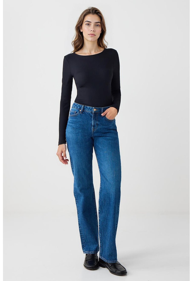 Blugi regular fit cu talie inalta - Albastru royal