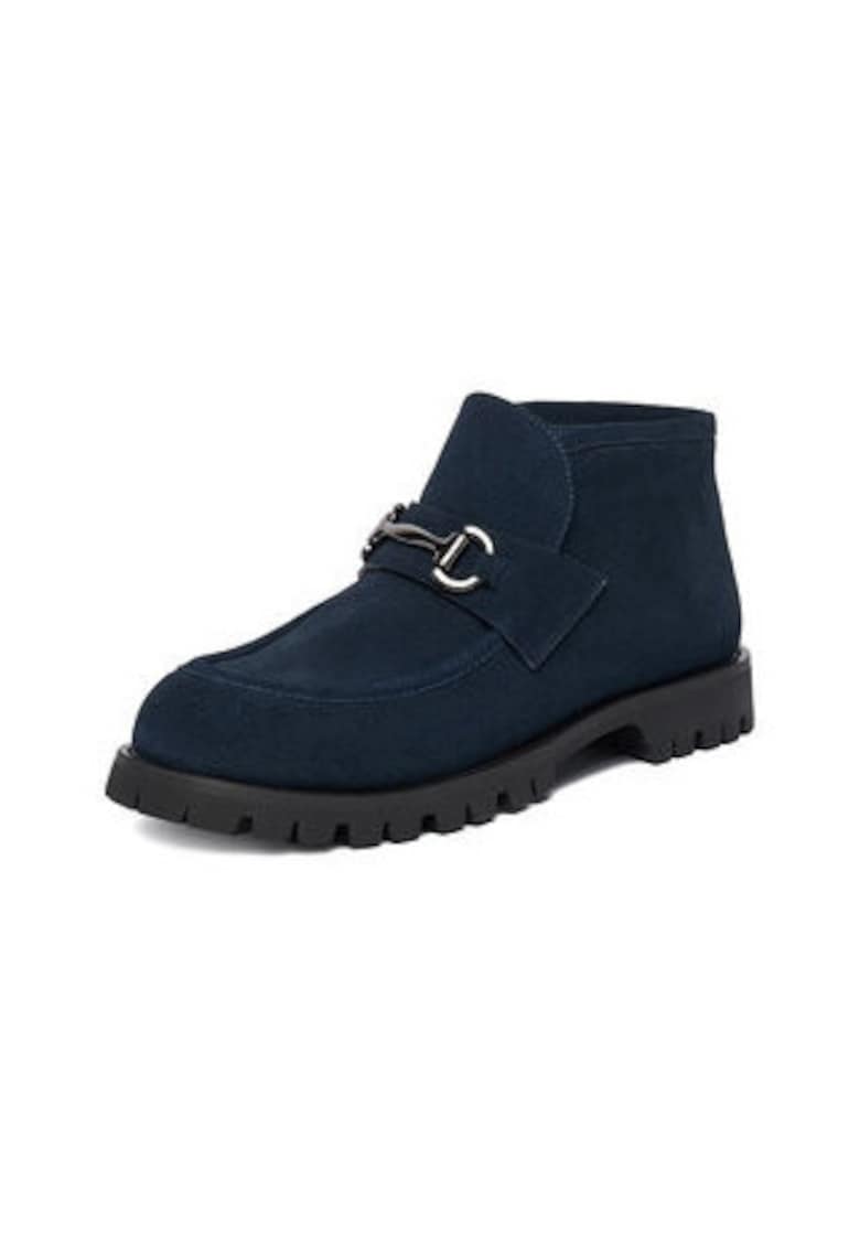 Ghete dama  slip-on - piele naturala - albastru - benzi elastice