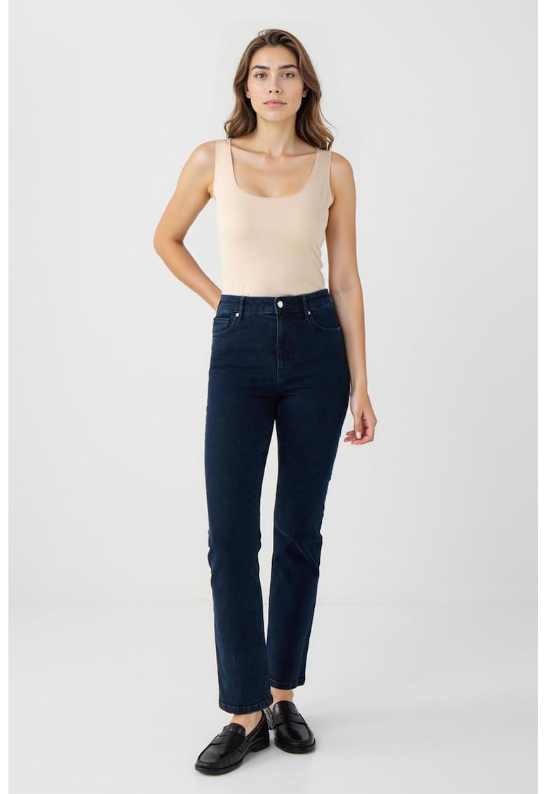 Blugi slim fit cu talie inalta - Albastru ultramarin
