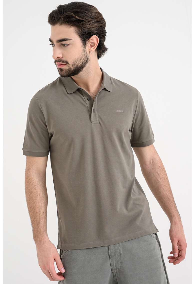 Tricou polo din bumbac pique Donos - Verde/Kaki