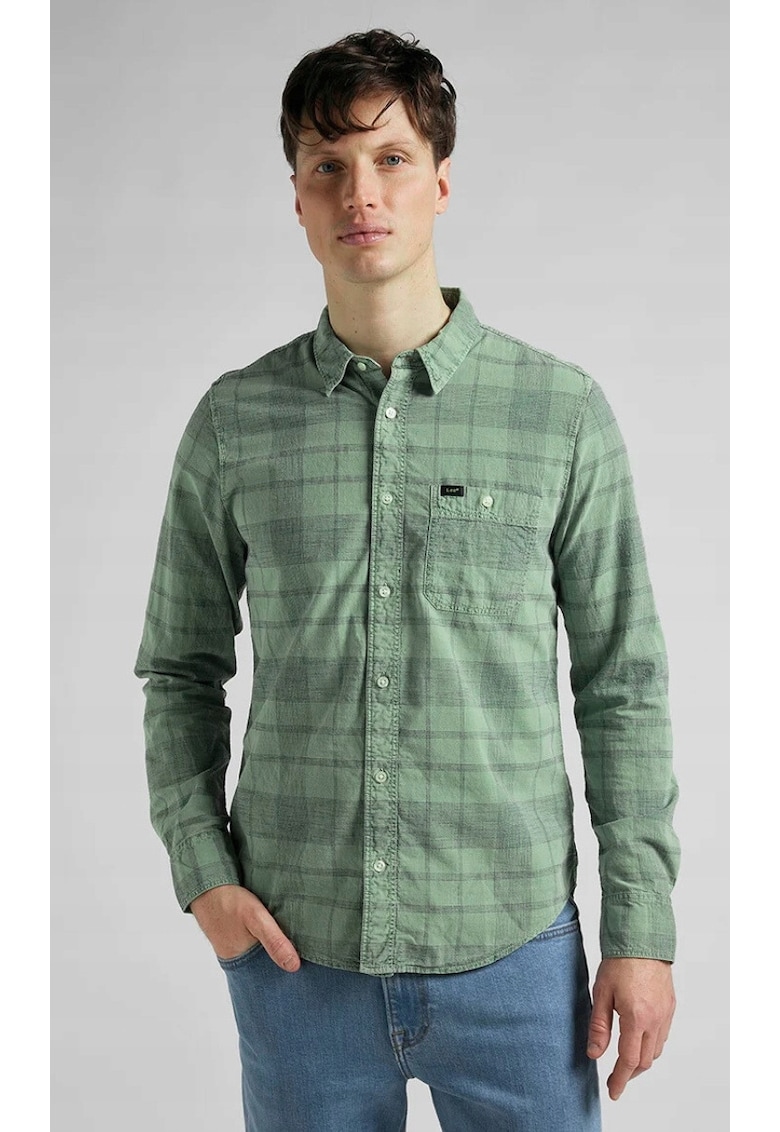 Camasa barbati -  model Leesure - verde - bumbac - maneca scurta - regular fit -