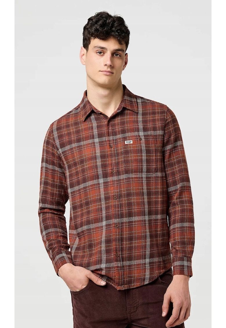 Camasa barbati -  flanel - regular fit - bej roscat - bumbac