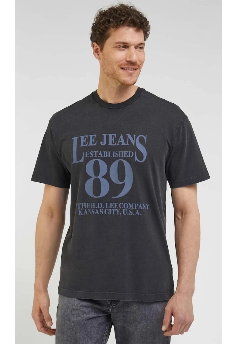 Tricou  Loose - negru spalat - bumbac 100 - Negru