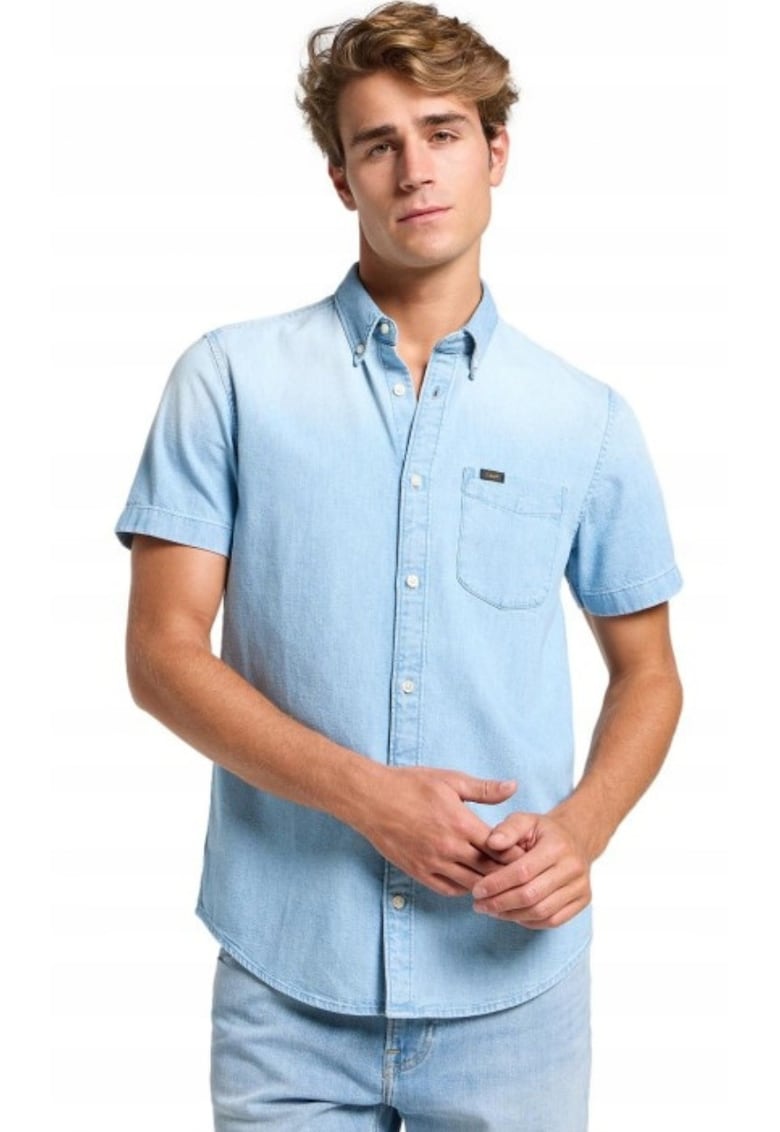 Camasa barbati  model BUTTON DOWN SS - regular fit - albastru - bumbac