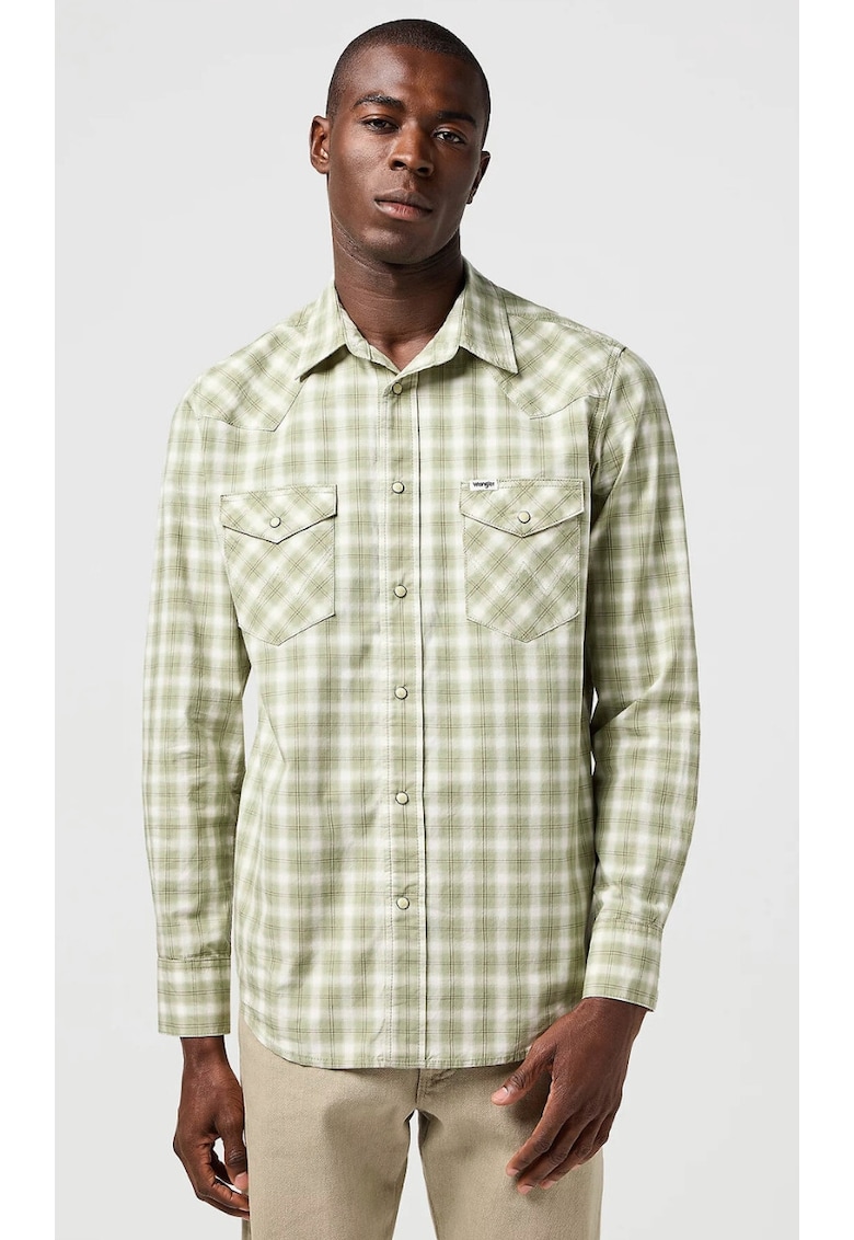 Camasa barbati -  model WESTERN SHIRT - regular fit - verde - bumbac