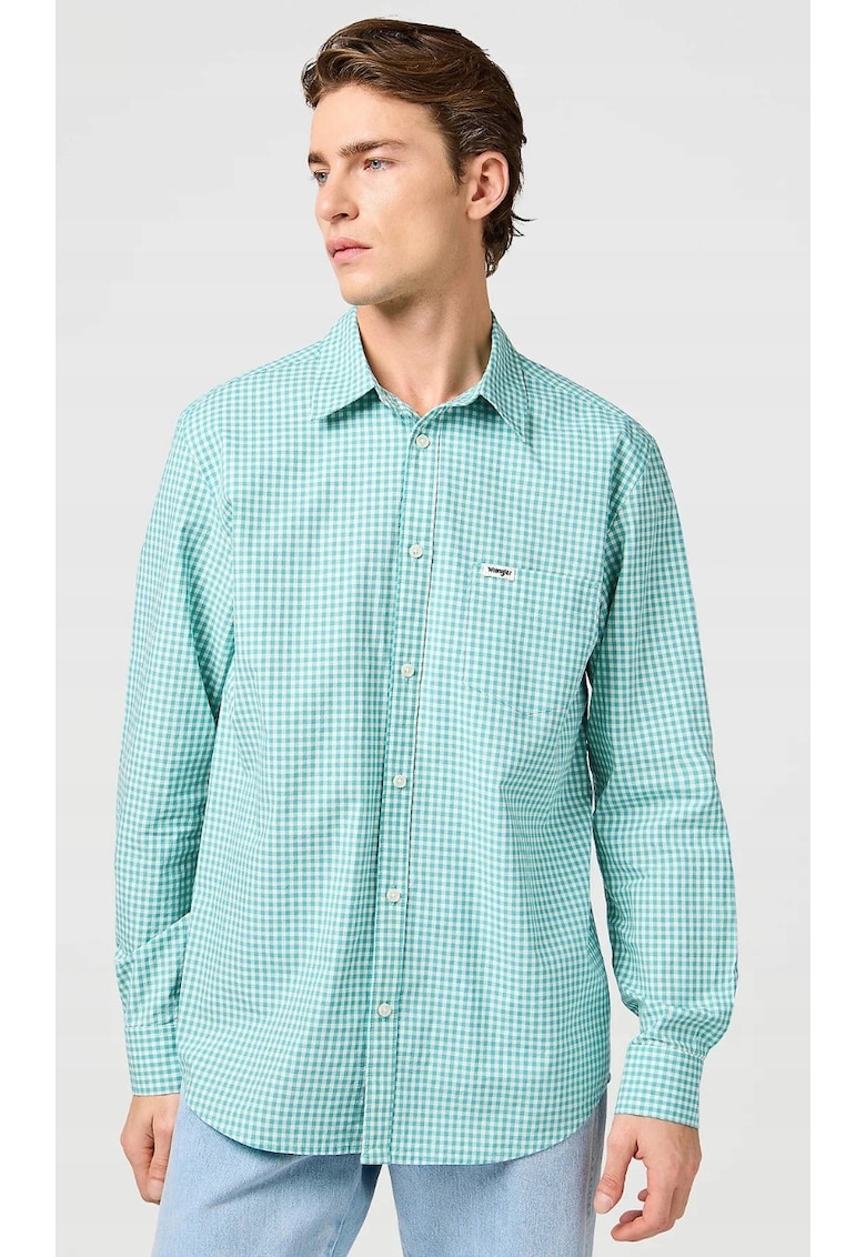 Camasa barbati -  Latigo - verde - bumbac - maneca scurta - croiala regular fit
