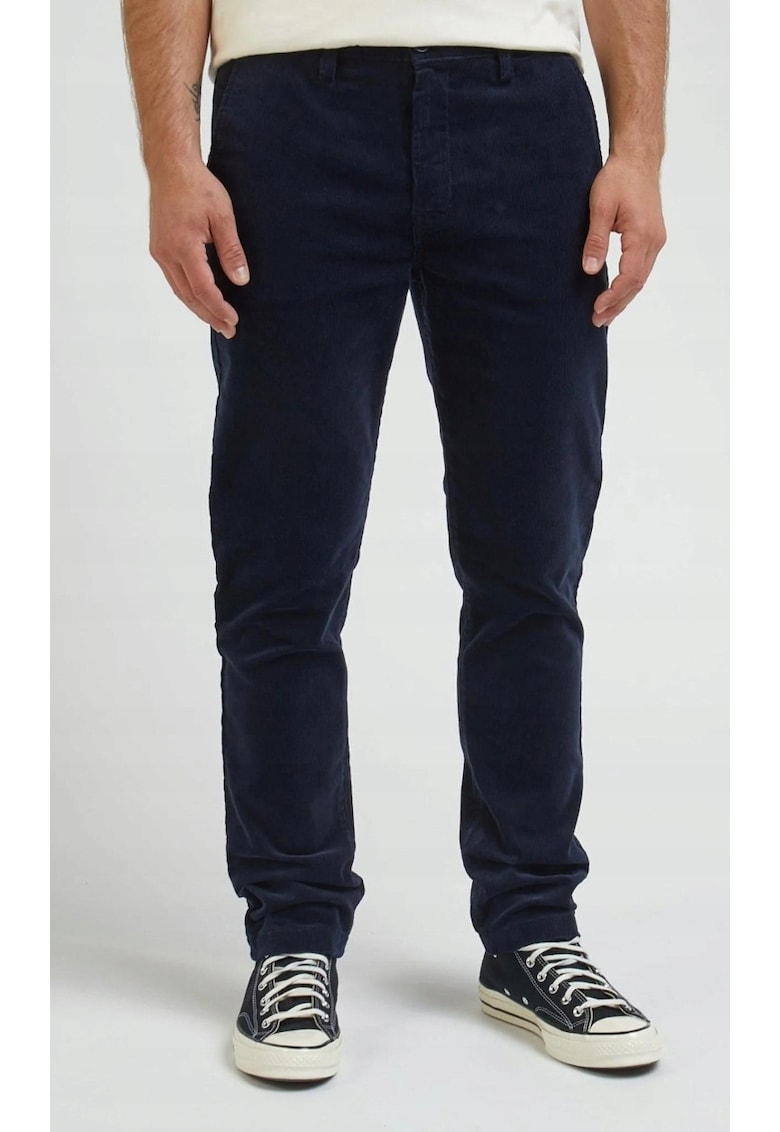 Pantaloni chinos  Slim Chino din catifea albastra - croiala slim - talie usor ridicata