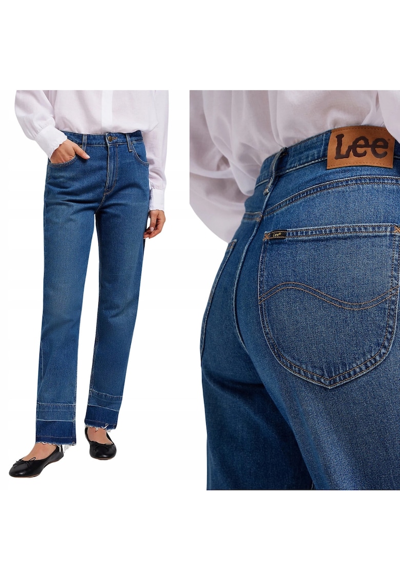Blugi dama  mom jeans - regular fit - talie inalta - albastru - bumbac -