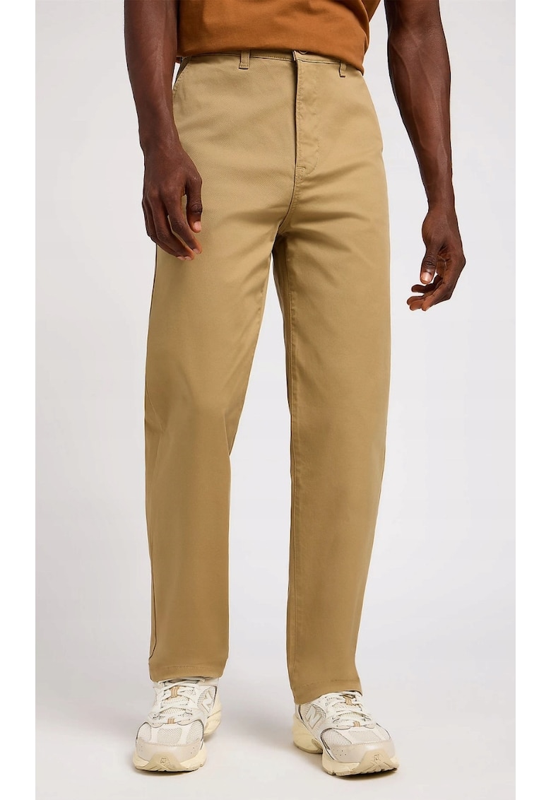 Pantaloni chino  model Chetopa - relaxati - maro argilos - bumbac - set de masuratori inclus -
