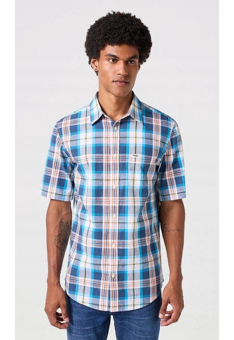 Camasa barbati -  navy - bumbac - maneca scurta - regular fit