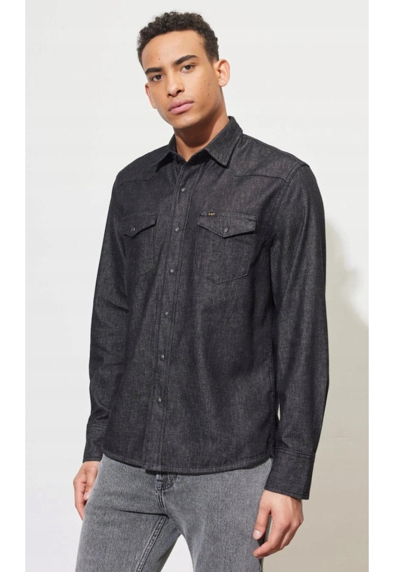 Camasa barbati -  Western Regular - croiala eleganta - negru spalat - 100% bumbac -