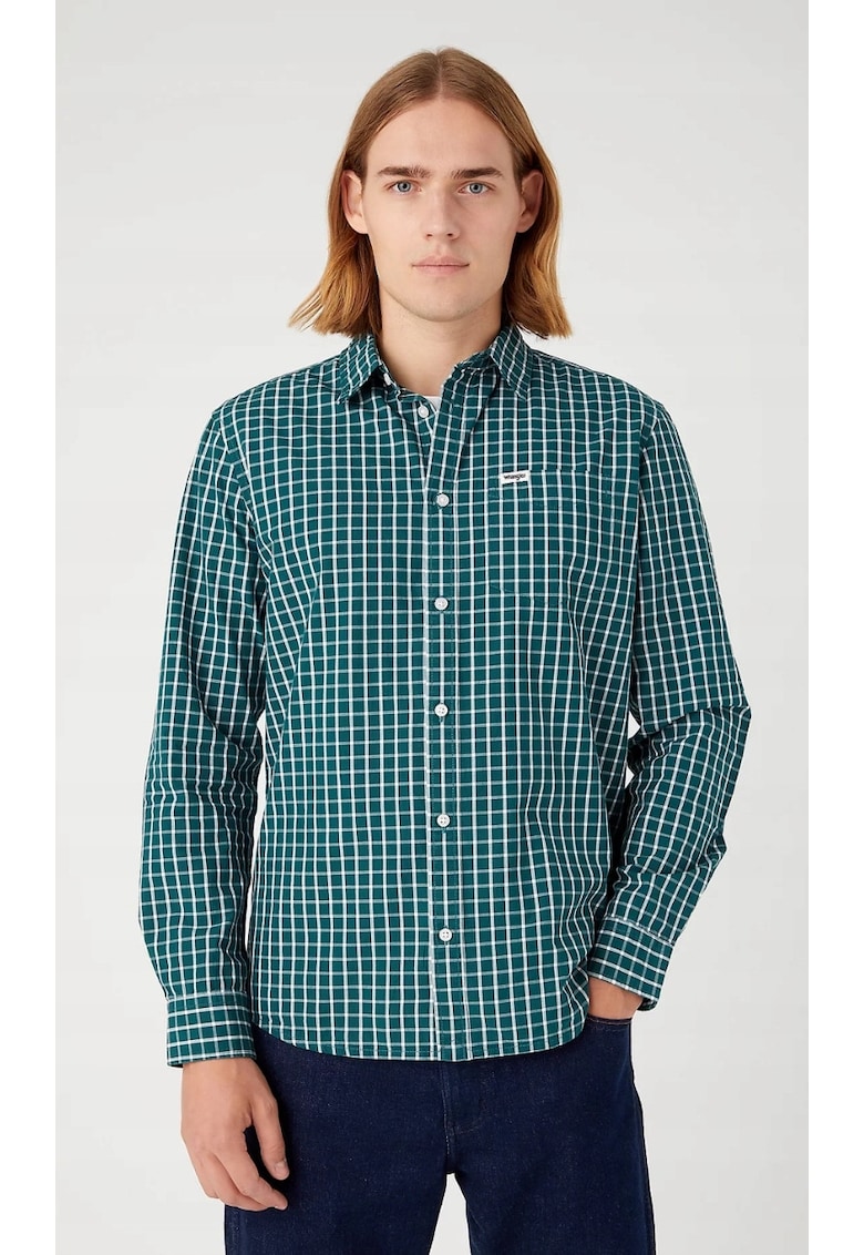 Camasa barbati -  model We Care - croiala regulata - verde-teal intens - bumbac - Verde
