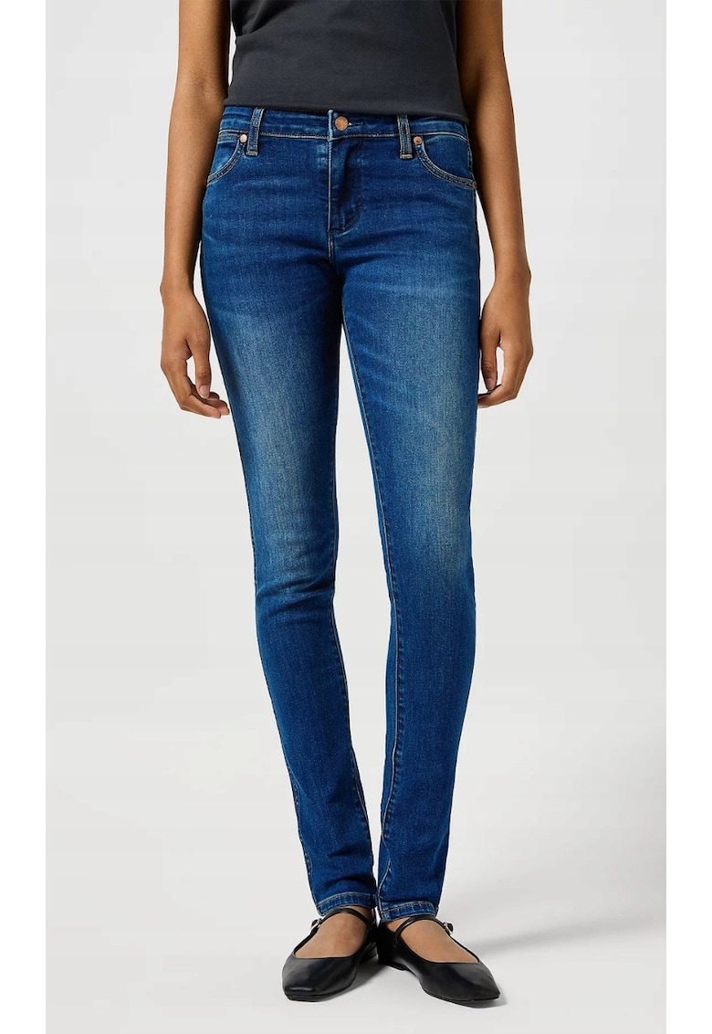 Blugi pentru dama  skinny albastru bumbac - Albastru