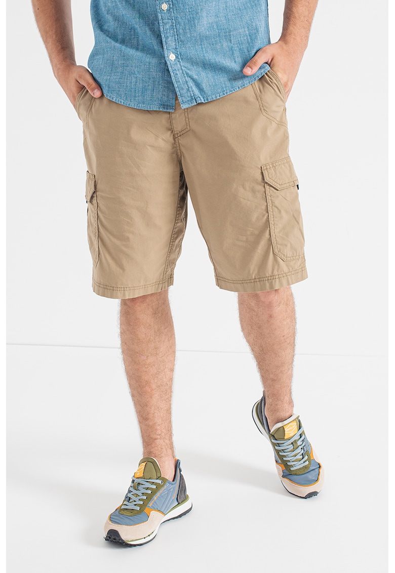 Pantaloni scurti cargo cu talie joasa Crossroad - Maro camel