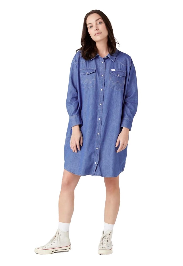 Rochie -  Bumbac - Albastru - Albastru