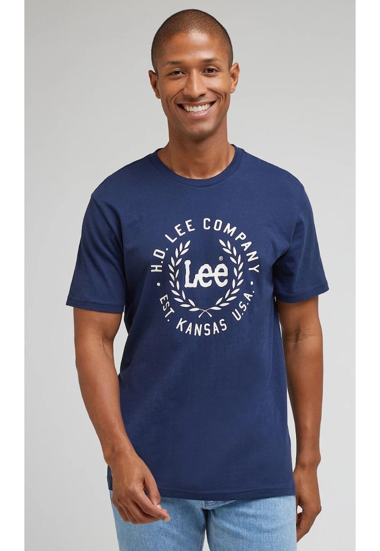 Tricou barbati -  bleumarin - cu logo - bumbac -